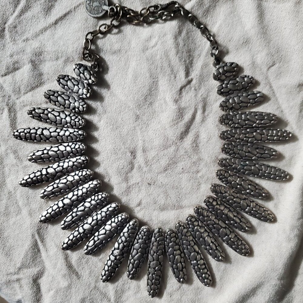 Silver Chunky Bib Necklace - Picture 3 of 4